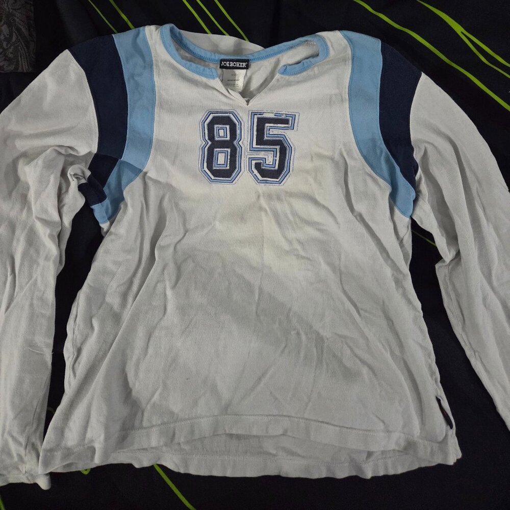 Vintage Joe Boxer long sleeve women's white and blue sports t size medium